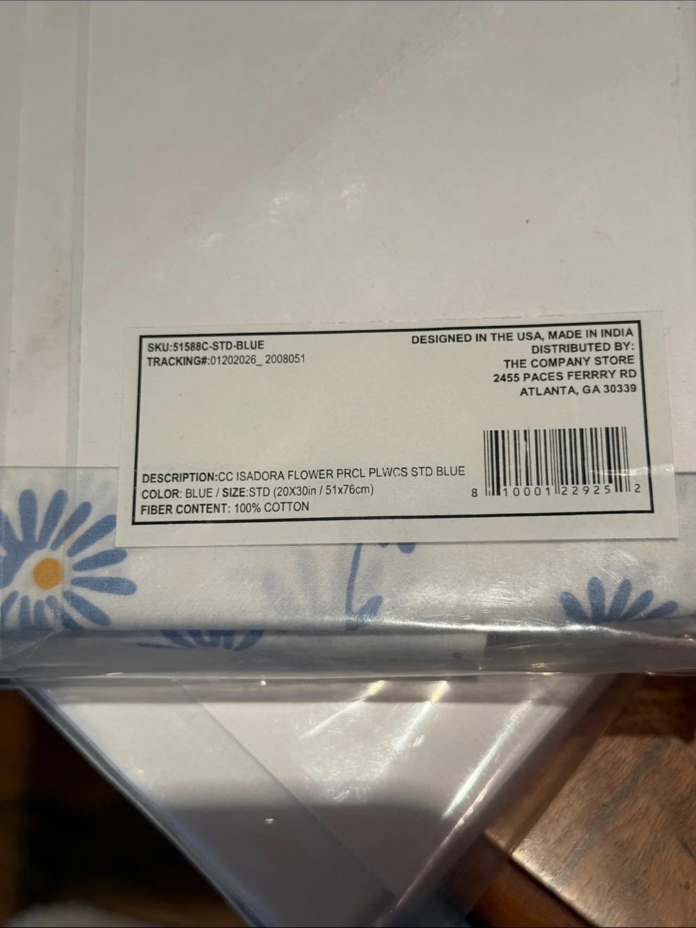 The Company Store Blue Daisy Cotton Pillowcase Pair